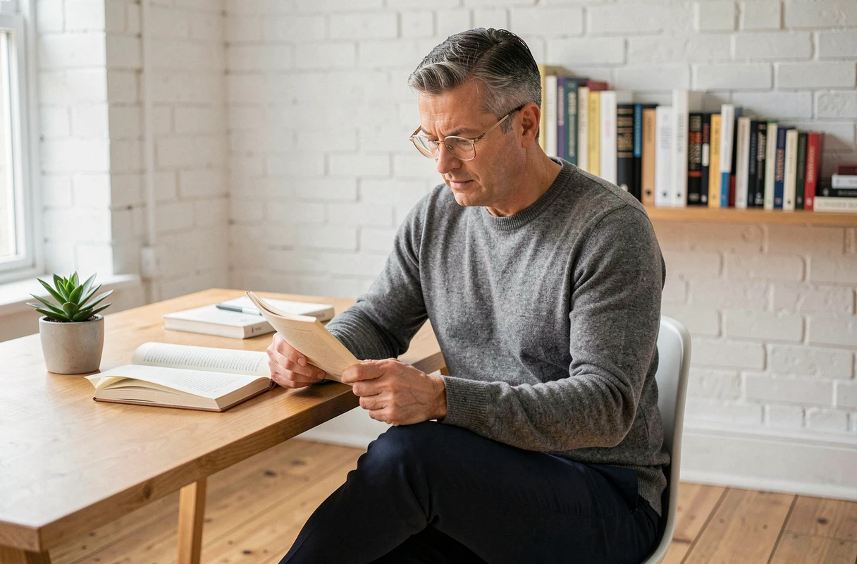 Homme portant des lunettes sans monture Afflelou dans un bureau à domicile